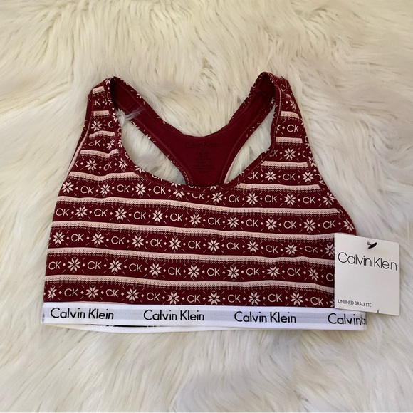 Calvin Klein Unlined Bralette - NWT - Size Medium - Fair Isle Print - New - Picture 2 of 11